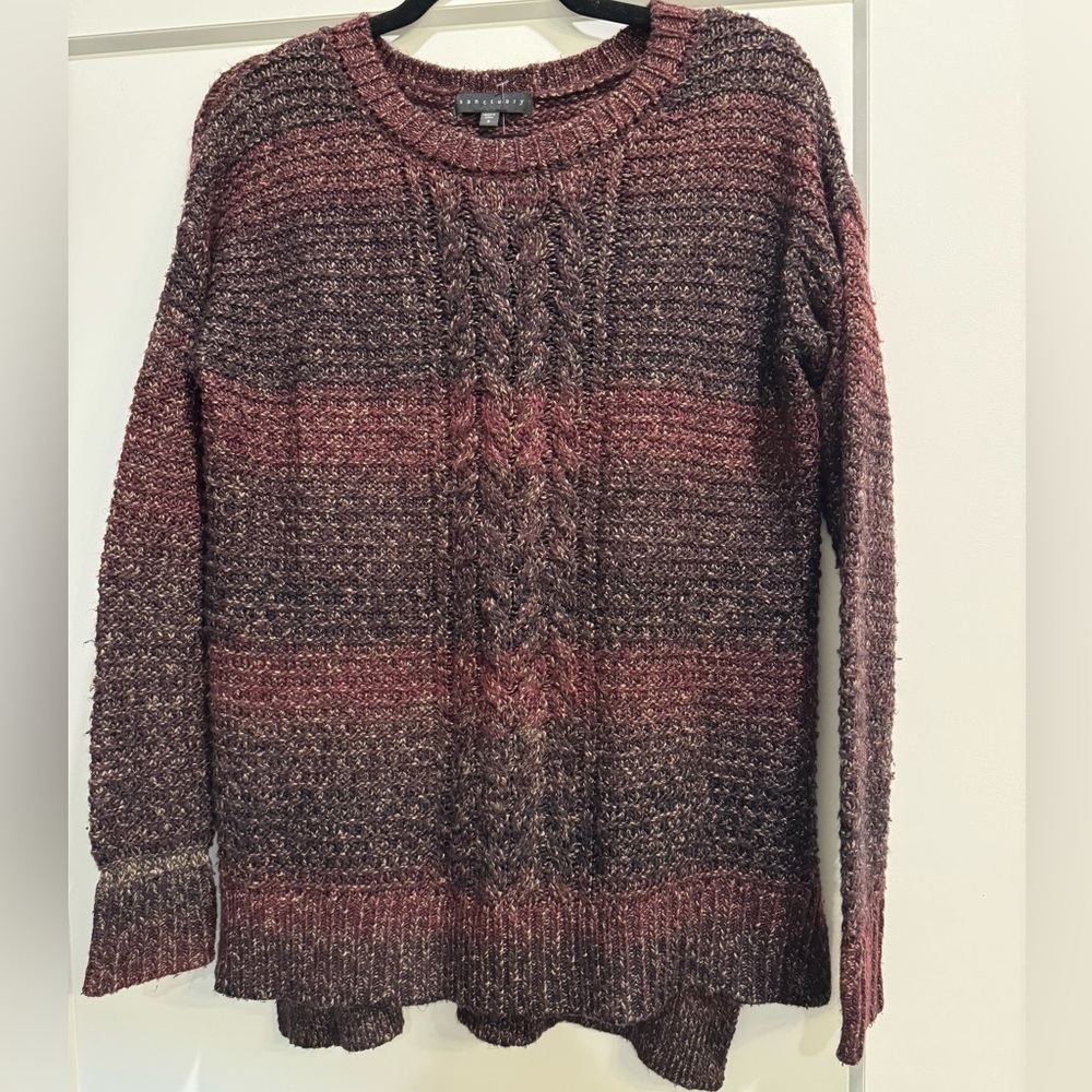 Sanctuary Women's ombré Maroon oversized Cable Knit Sweater